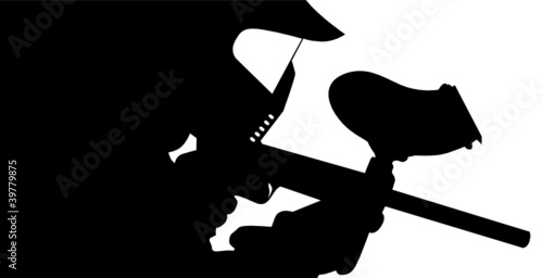 Vector: Paintball player in silhouette Paintball player in silhouette