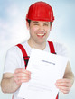 Young worker is proud about his employment agreement
