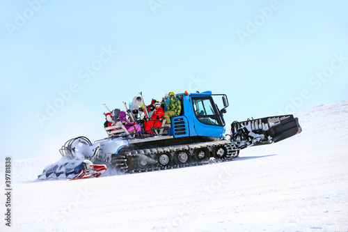Photo: Ratrack taking skiers to top of mountain Ratrack taking skiers to top of mountain