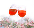 wine glasses among spring flowers wine glasses among spring flowers