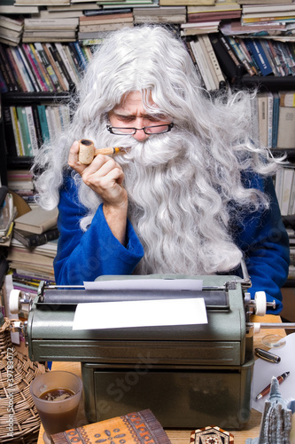 Photo: Author working on a old typewriter .. Author working on a old typewriter ..