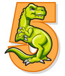 Colorful Number Five With Cartoon Dino