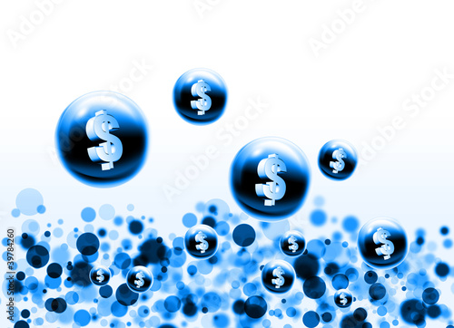 Illustration: blue dollar bubbles blue dollar bubbles