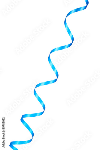 Photo: beautiful blue streamer isolated on white beautiful blue streamer isolated on white