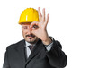 Foto: man with helmet at work isolated on white man with helmet at work isolated on white