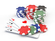 Illustration: Gambling Chips And Playing Cards isolated on white Gambling Chips And Playing Cards isolated on white