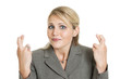 Photo: Businesswoman with fingers crossed Businesswoman with fingers crossed