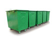 Green metal garbage containers, isolated on the white