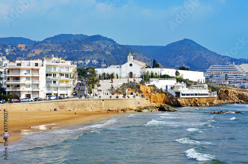 Photo: Sant Sebastia Beach in Sitges, Spain Sant Sebastia Beach in Sitges, Spain