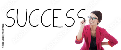 Photo: Businesswoman with the word Success Businesswoman with the word Success