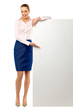 Attractive woman with blank poster