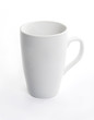 White ceramic cup on white background