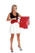 Photo: fashion young woman with red bag isolated on white fashion young woman with red bag isolated on white