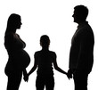 Pregnant woman with daughter and husband Pregnant woman with daughter and husband