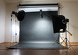 Studio flash on grey background