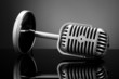 Retro microphone on grey