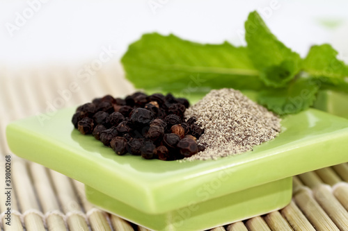 Photo: Ground Pepper and Peppercorns Ground Pepper and Peppercorns