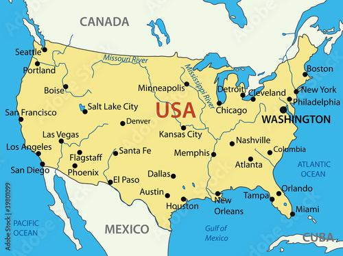 Vector: The United States of America - vector map The United States of America - vector map