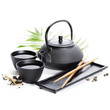 Green tea and chopsticks