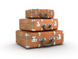 Stack of old suitcases. Clipping path included.