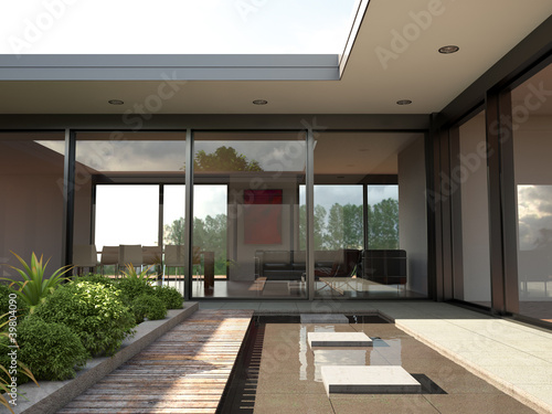 Illustration: Villa mit Innenhof Villa mit Innenhof