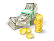 Dollar pack with coins