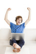Happy man on the couch
