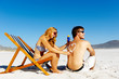 suncare beach couple
