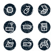 Electronics web icons set 2, grunge circle buttons
