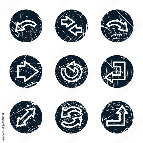 Vektor: Arrows web icons set 1, grunge circle buttons Arrows web icons set 1, grunge circle buttons