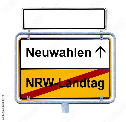 Illustration: Schild Neuwahlen in NRW Schild Neuwahlen in NRW
