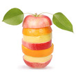 Cheerful mixed fruits with leaves