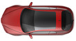 Compact red car top view