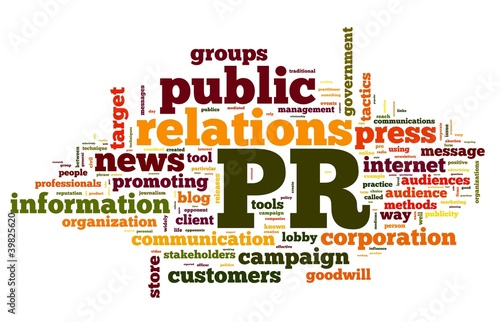 Illustration: Public relations concept in tag cloud Public relations concept in tag cloud