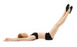 young woman training in black top on white young woman training in black top on white
