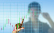 Photo: Business woman with candlestick chart Business woman with candlestick chart