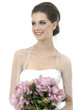 Close up bride holding rose
