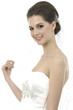 Close up beautiful bride dressed in white dress
