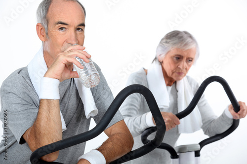 Photo: Senior couple playing sports Senior couple playing sports
