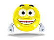 Happy smiley face, emoticon laughing