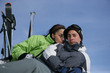Teens skiing