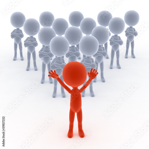 Illustration: Business team leader with his people. Concept Business team leader with his people. Concept