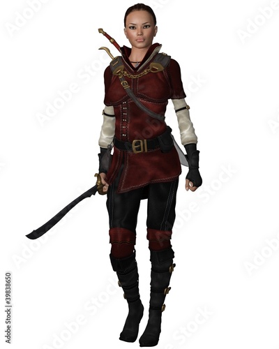 Illustration: Female Warrior in Leather Armour Female Warrior in Leather Armour
