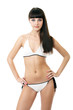 Sexy underwear model posing in a studio in a handmade swimsuit Sexy underwear model posing in a studio in a handmade swimsuit