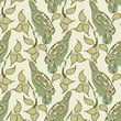ornamental seamless pattern with bird and leaf