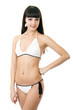 Sexy underwear model posing in a studio in a handmade swimsuit Sexy underwear model posing in a studio in a handmade swimsuit