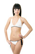 Sexy underwear model posing in a studio in a handmade swimsuit Sexy underwear model posing in a studio in a handmade swimsuit