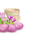 Easter decoration with pink crocuses