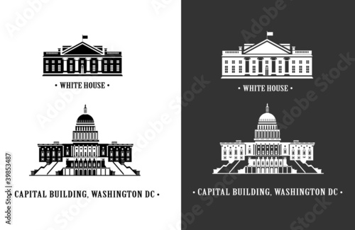 Vector: White house and Capitol building in Washington White house and Capitol building in Washington