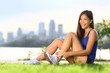 Woman runner happy